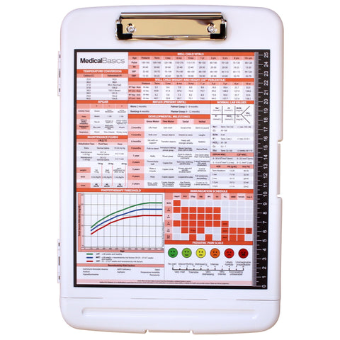 Storage Clipboard with Pen Box - Pediatrics Edition Quick Medical Reference