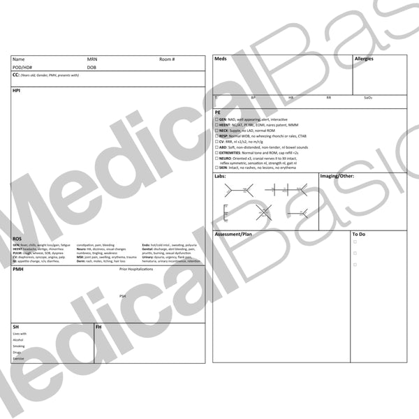 Surgery H&P Notebook with 4 Day SOAP