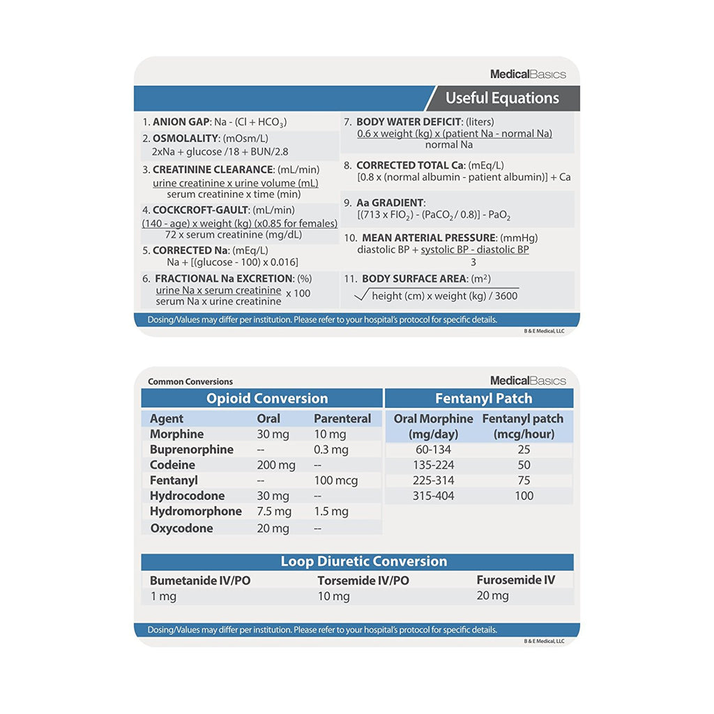Common Medical Equations and Drug Conversions - Scrubnotes Reference Sheet